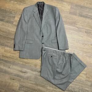 Lauren Ralph Lauren Mens 2 Piece Suit 100% Wool Suit Plus Sz 50L Gray 2 Button